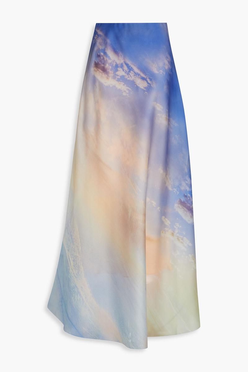 zimmermann - printed silk-organza maxi skirt - blue - 1