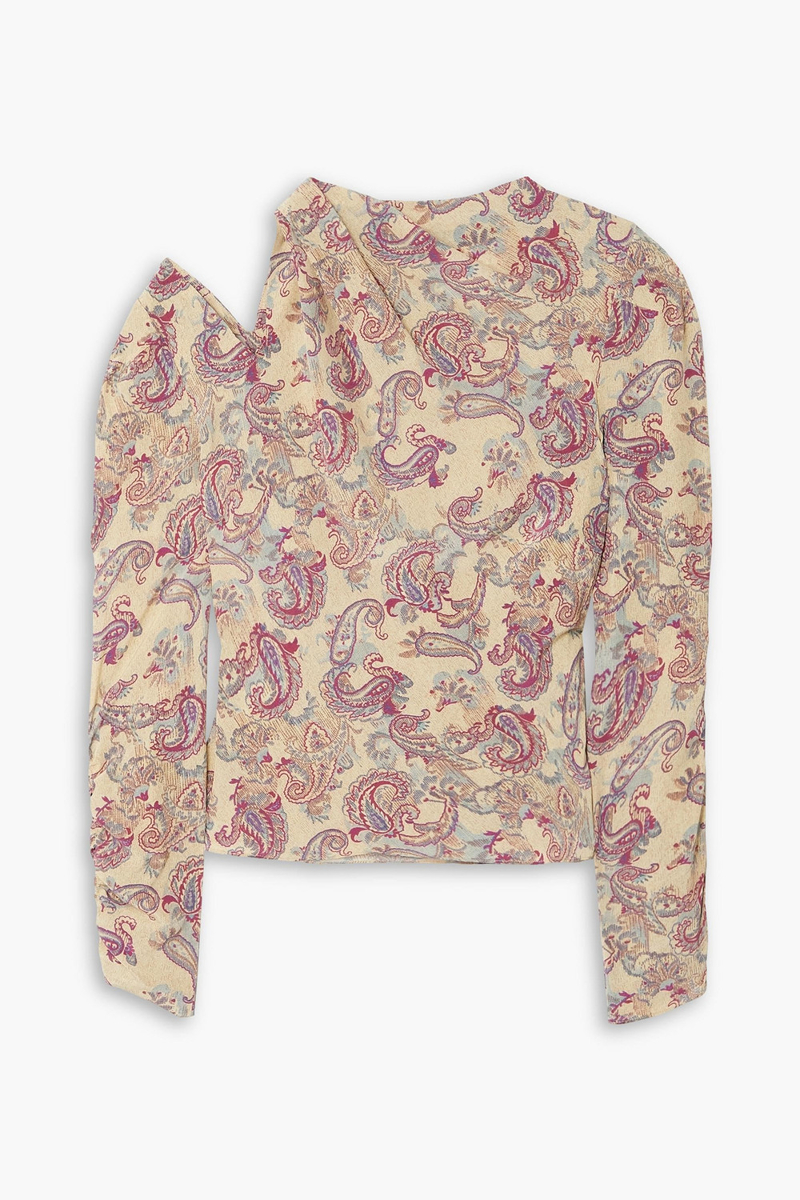 Isabel Marant - Torence cutout paisley-print silk-crepe blouse - Neutral - FR 34