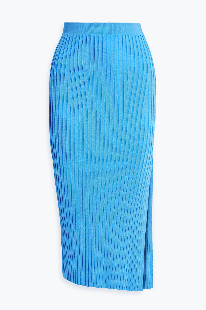 Galvan London - Rhea ribbed-knit midi skirt - Blue - XS