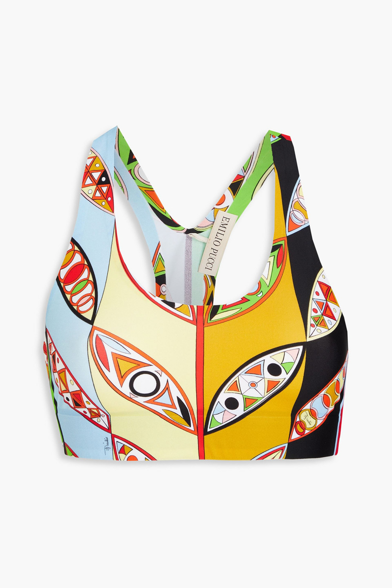 pucci - printed stretch sports bra - yellow - xs