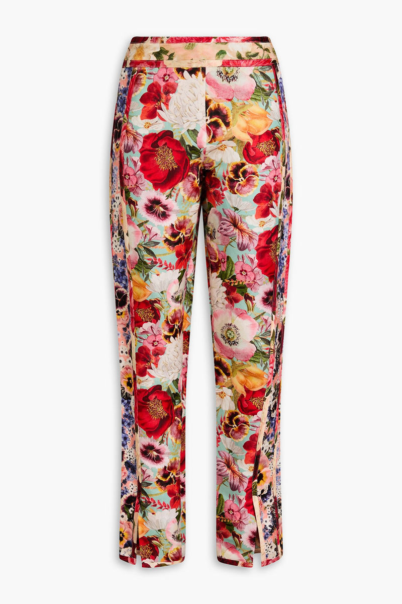 zimmermann - floral-print linen and silk-blend straight-leg pants - red - 0