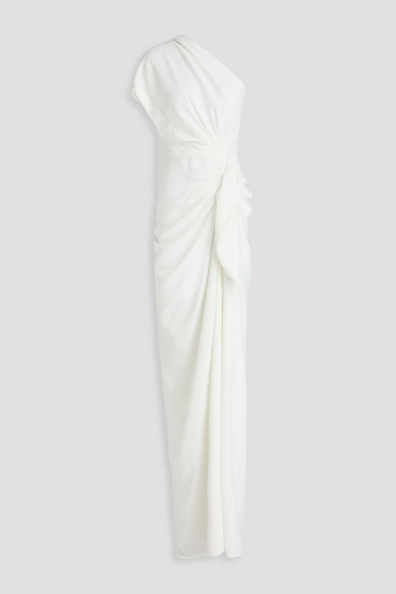 rhea costa - elena one-shoulder draped crepe gown - white - it 50