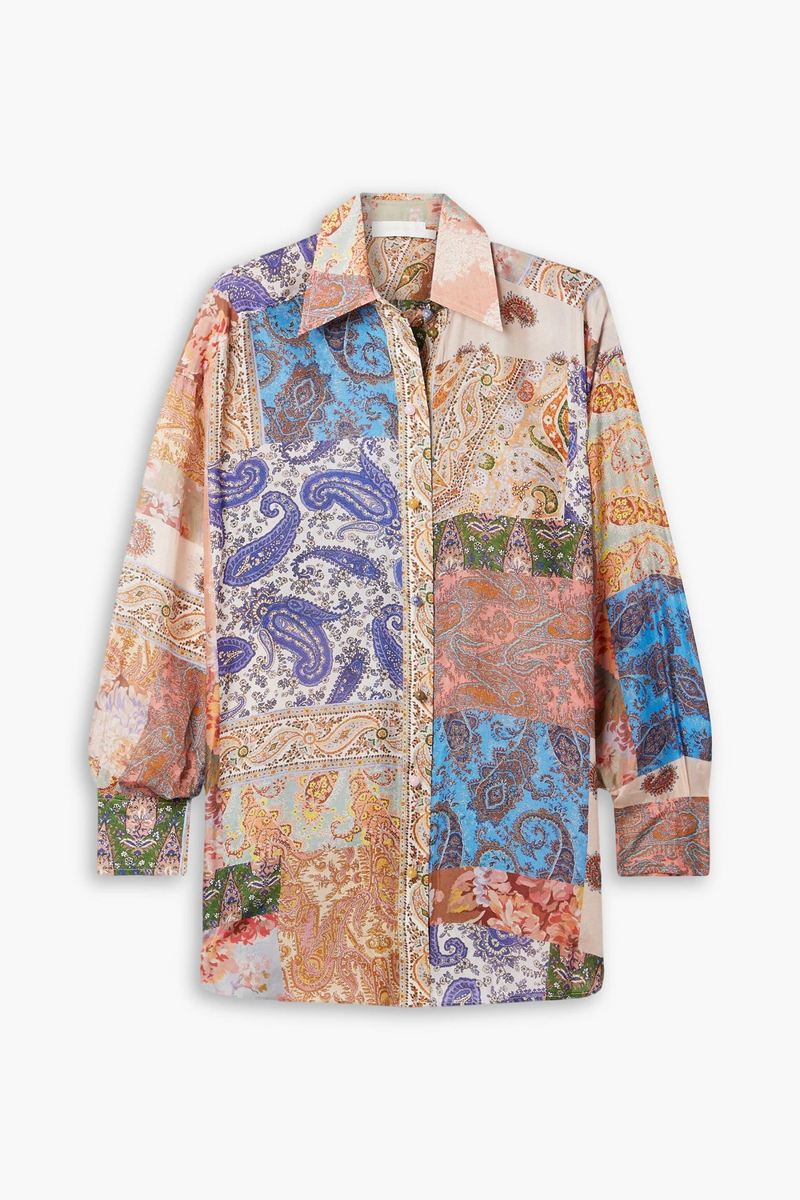 zimmermann - davi patchwork paisley-print silk shirt - multicolor - 1
