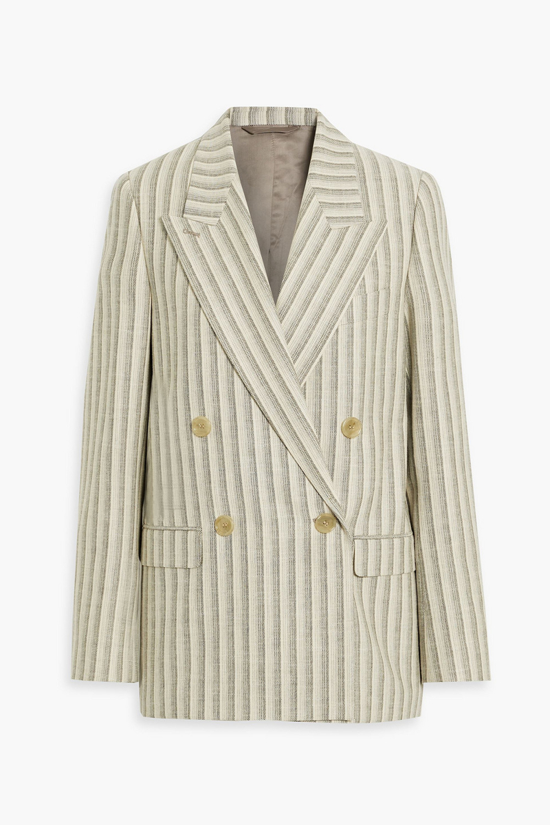Acne Studios - Double-breasted striped wool and cotton-blend tweed blazer - Gray - DE 30