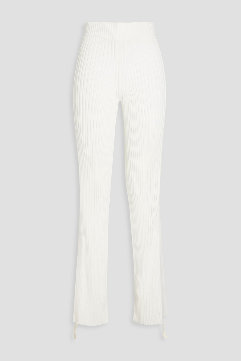 Dion Lee - Ribbed cotton-blend flared pants - White - UK 12
