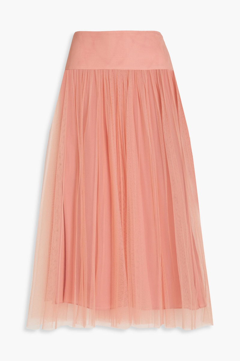 zimmermann - pleated tulle midi skirt - pink - 3