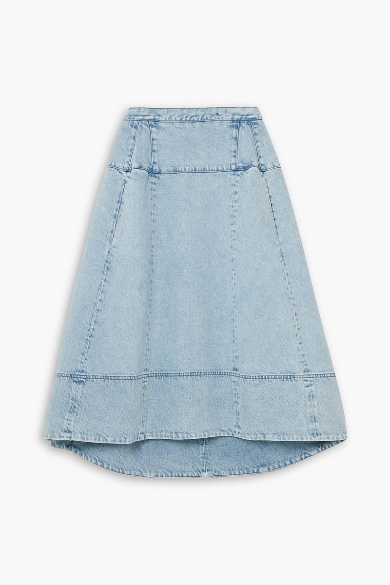 tibi - paneled denim midi skirt - blue - us 00