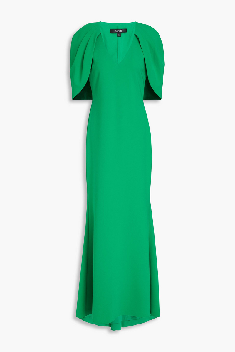 badgley mischka - cape-effect crepe gown - green - us 4