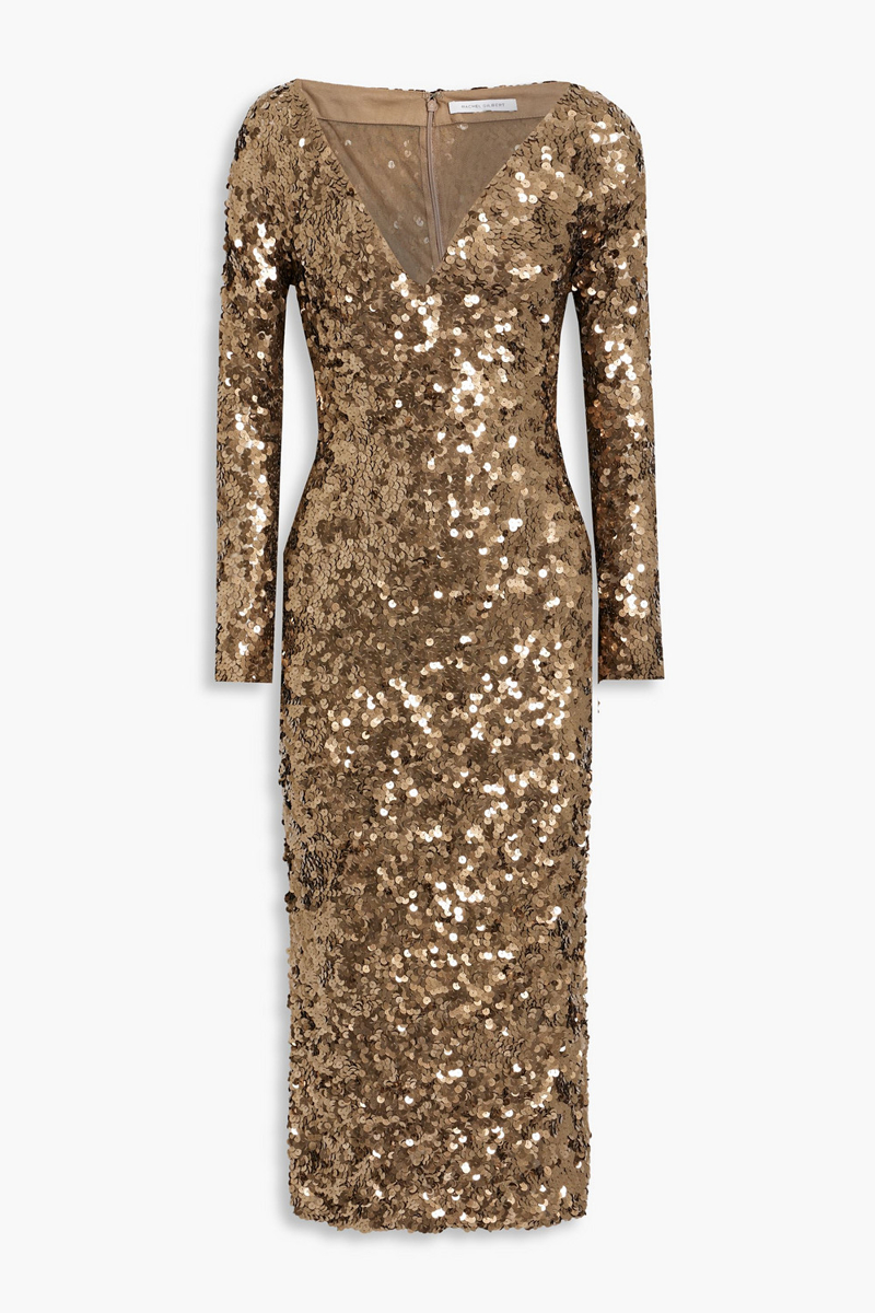 Rachel Gilbert - Fleur sequined tulle midi dress - Metallic - 4