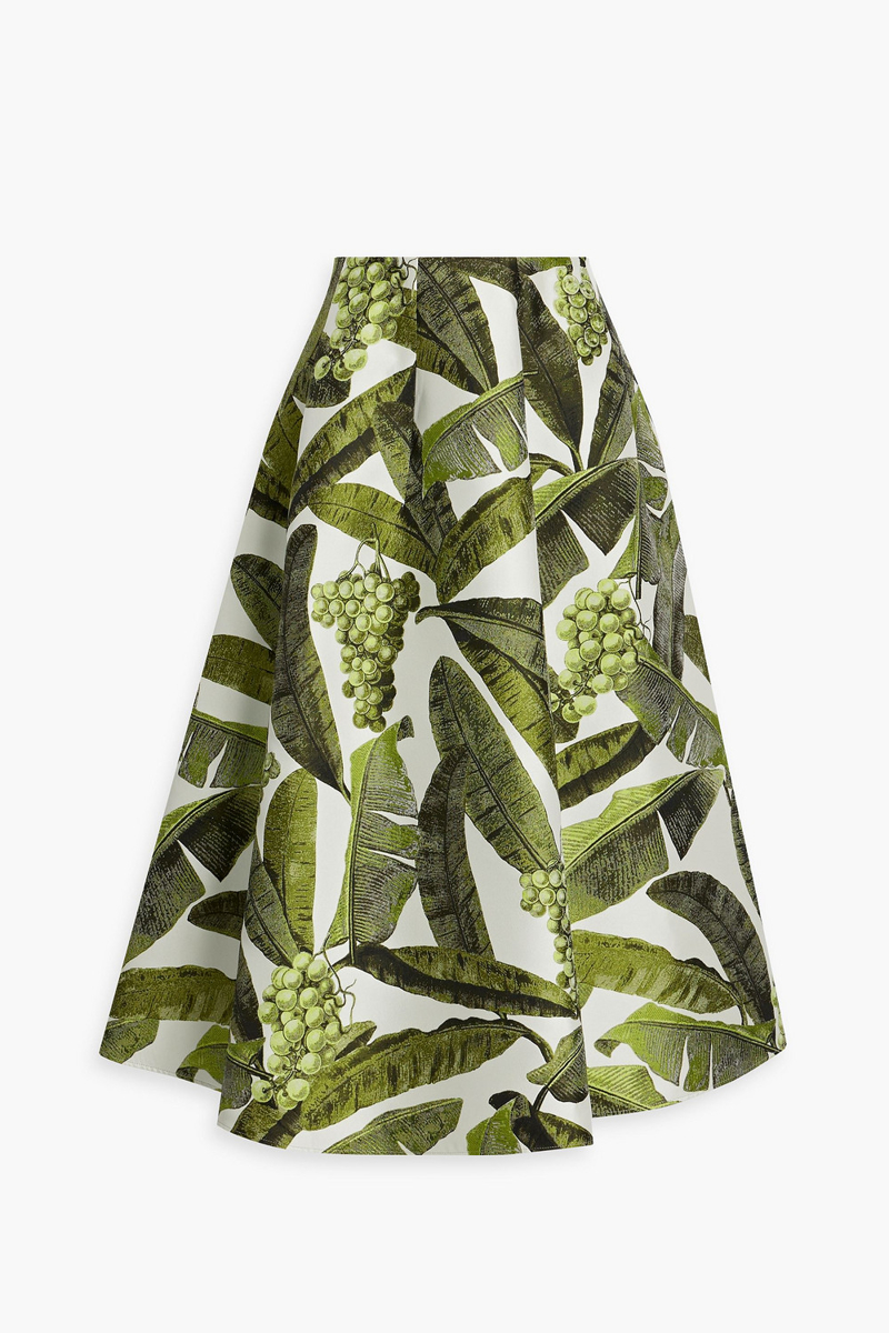 oscar de la renta - jacquard midi skirt - green - us 6