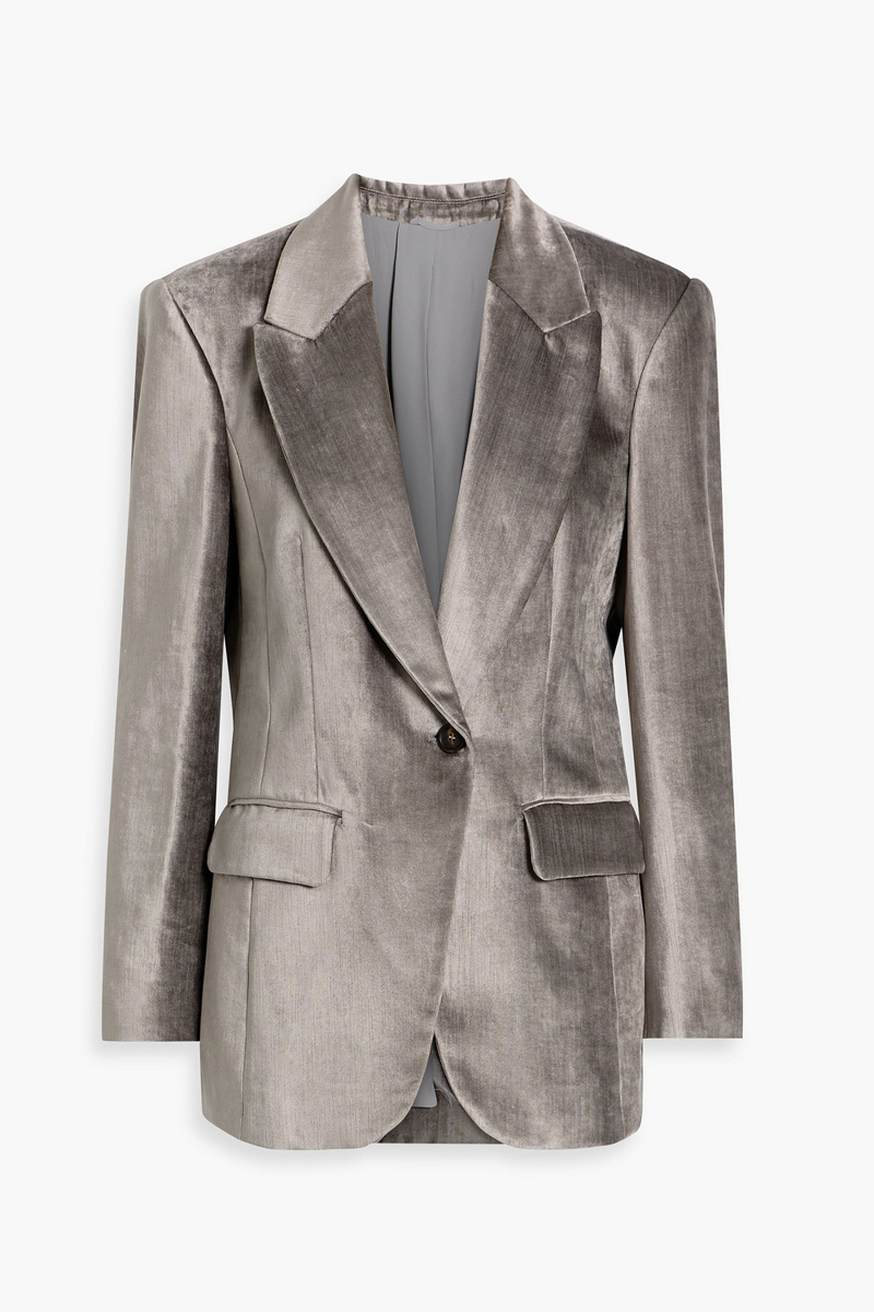 brunello cucinelli - cotton-blend velvet blazer - gray - it 36