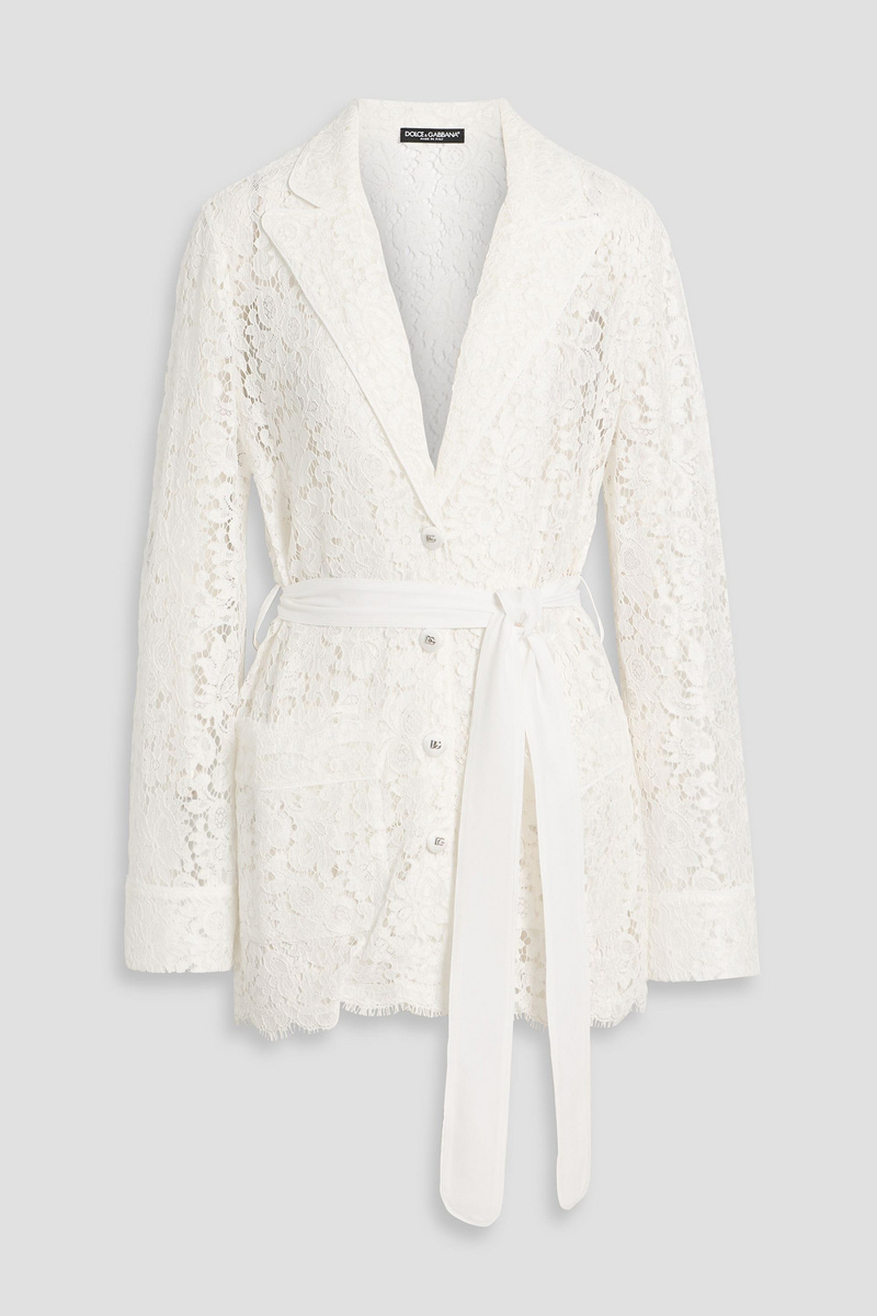 dolce&gabbana - belted corded lace blazer - white - it 38