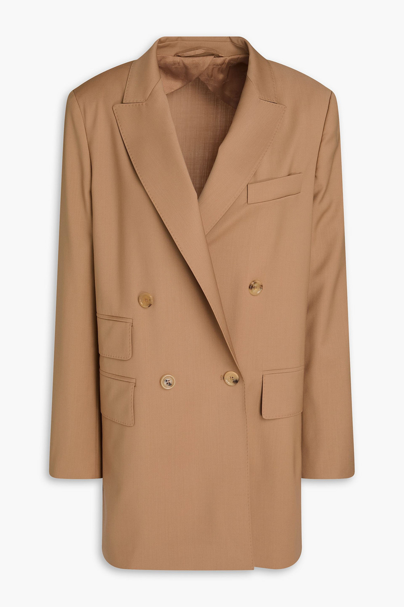 max mara - nebbie double-breasted wool blazer - brown - it 36