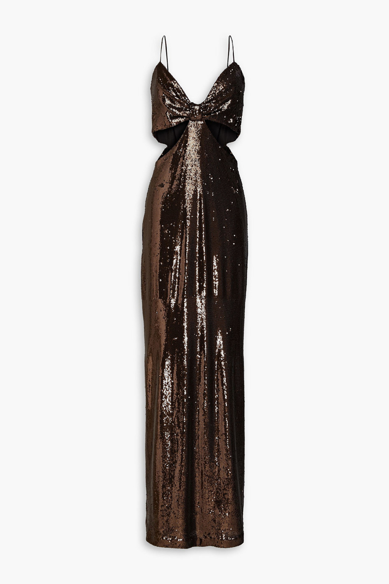Halston - Chloe cutout sequined tulle gown - Metallic - US 12