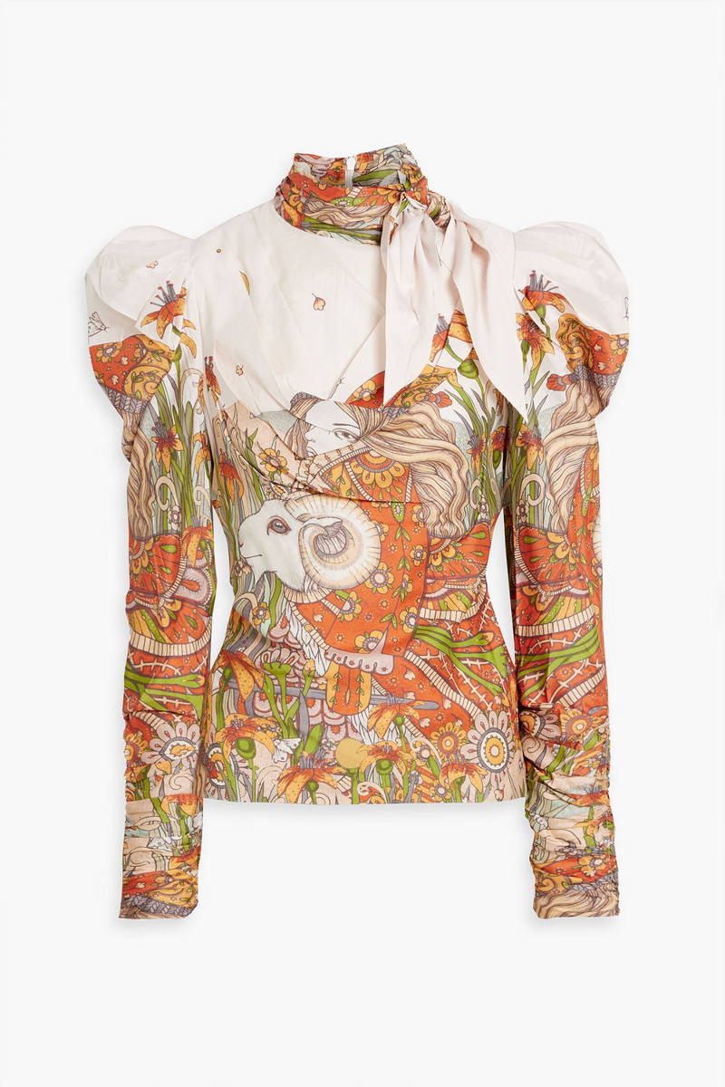 Zimmermann - Draped printed silk-blend top - Pink - 00