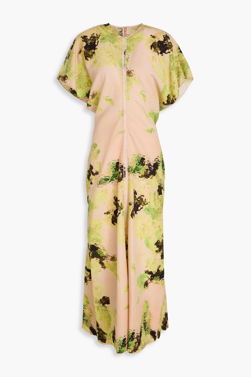 victoria beckham - printed cloqué midi dress - pink - uk 8