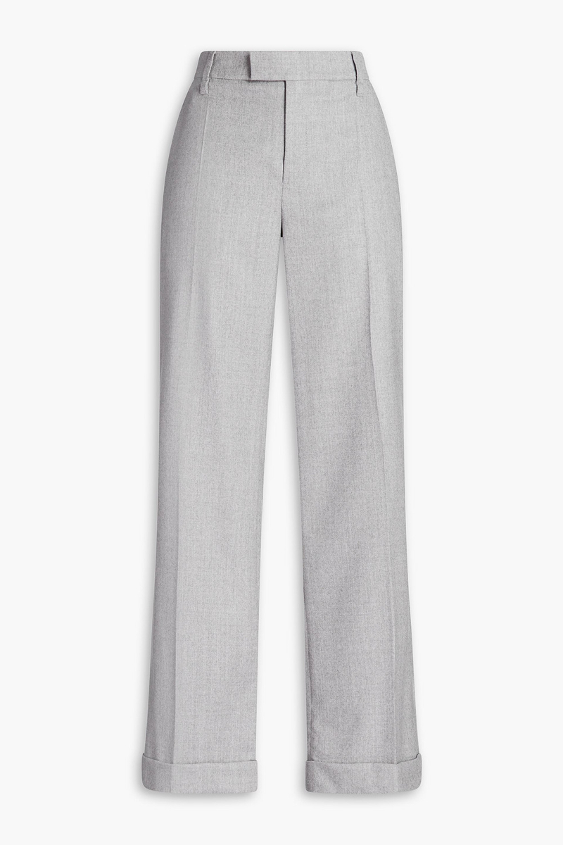 brunello cucinelli - bead-embellished wool-flannel wide-leg pants - gray - it 42