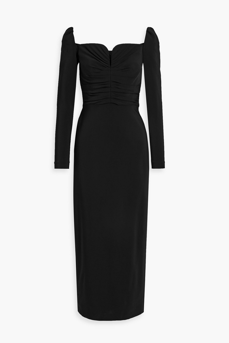 oscar de la renta - ruched crepe midi dress - black - us 00