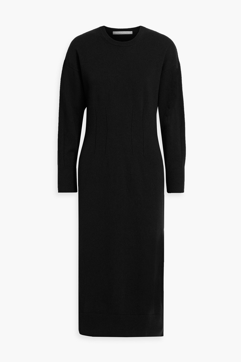 another tomorrow - cashmere and wool-blend midi dress - black - xs