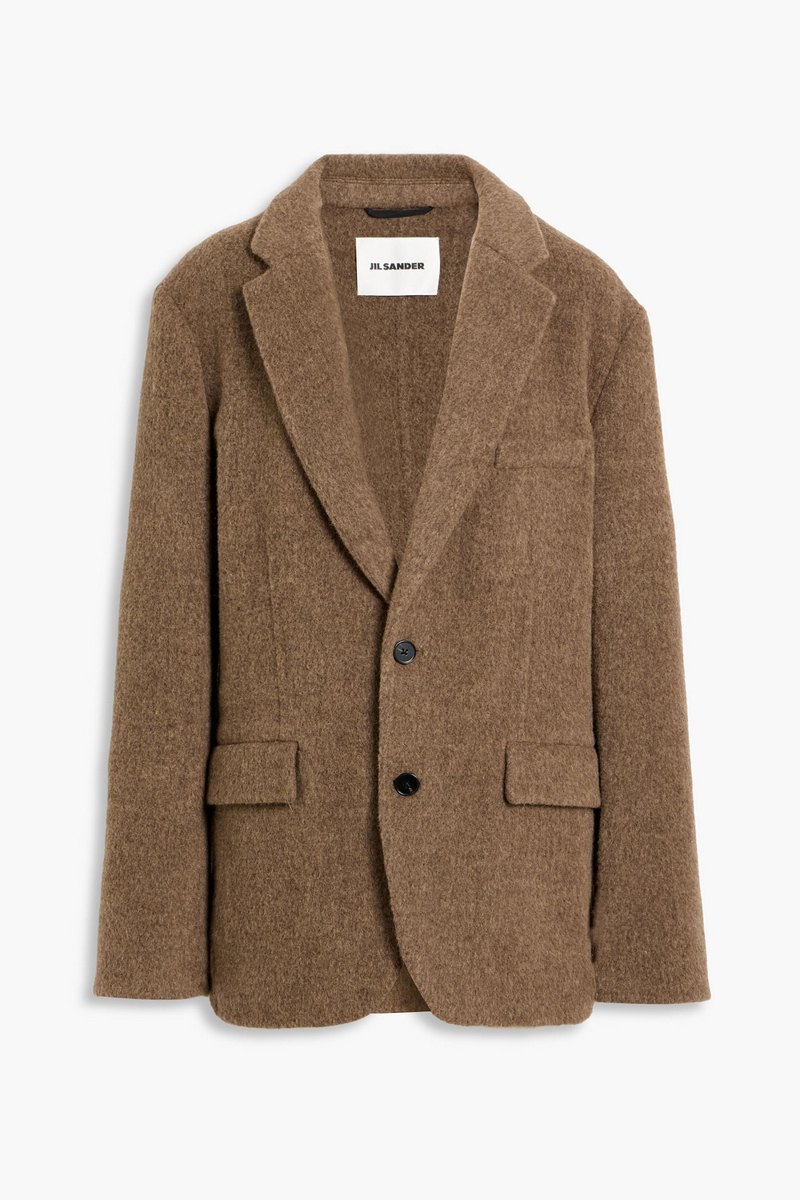 jil sander - brushed wool-blend blazer - brown - fr 32