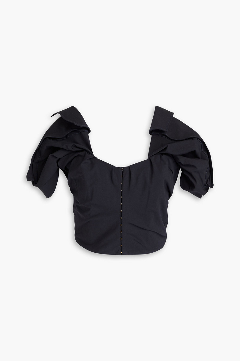 jacquemus - brasso cropped pleated twill top - blue - fr 38