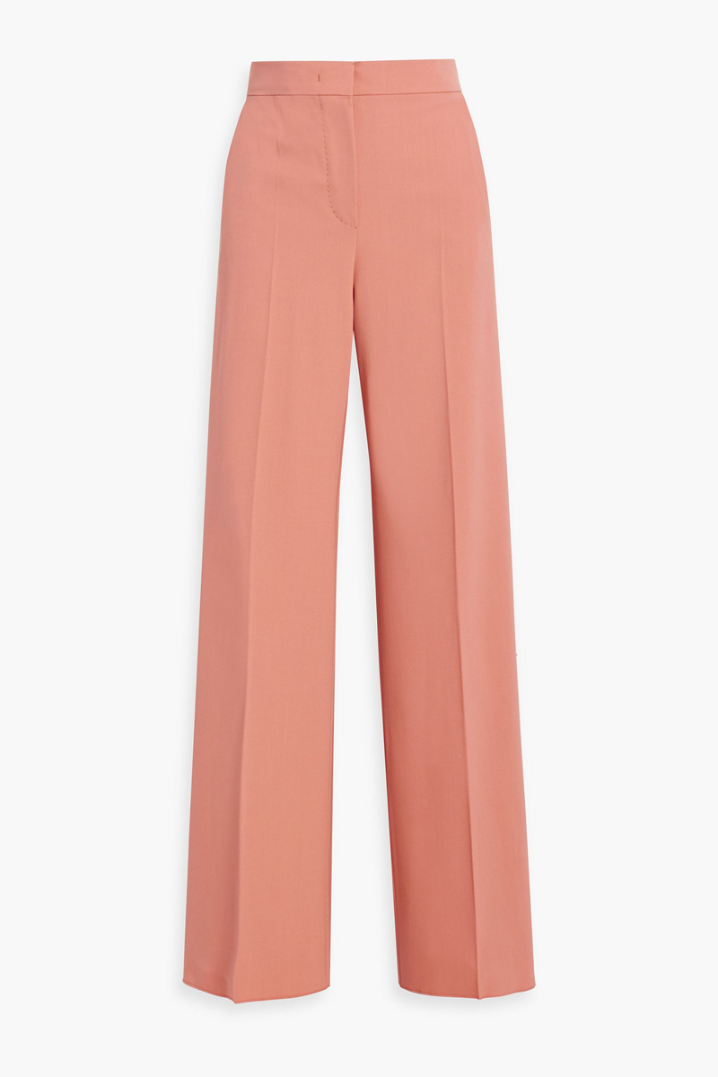 max mara - wool-blend twill wide-leg pants - pink - it 36