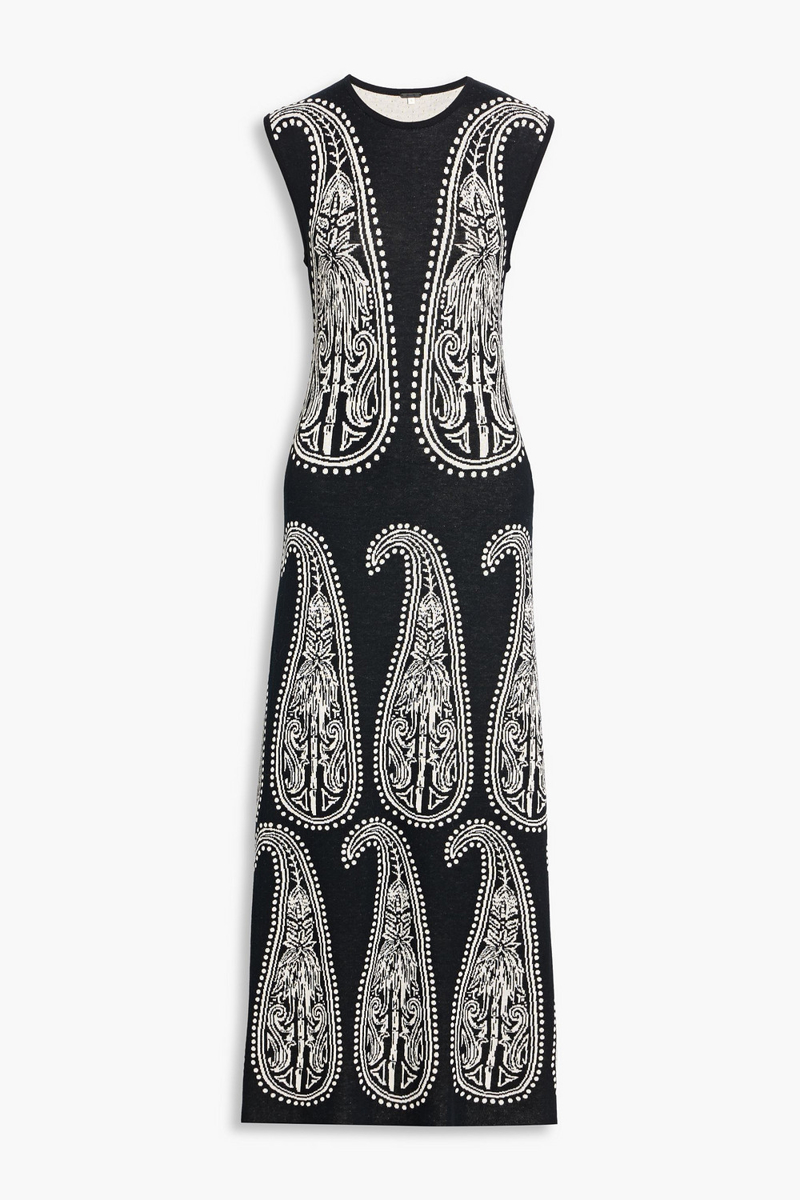 johanna ortiz - air of mystery jacqaurd-knit pima cotton maxi dress - black - xs