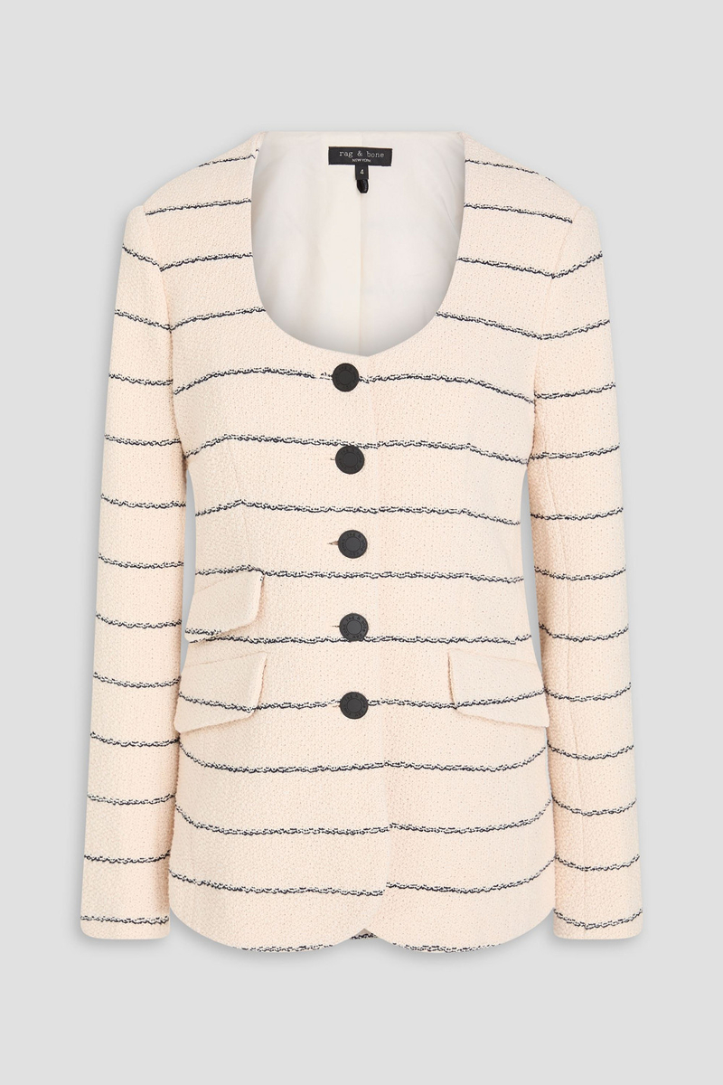 rag & bone - roslyn striped cotton-tweed blazer - white - us 00
