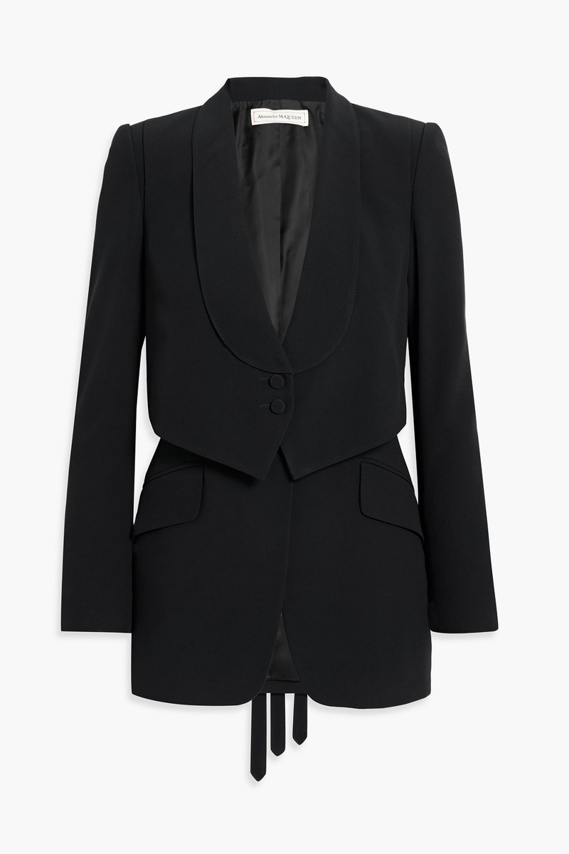 mcqueen - layered crepe blazer - black - it 38