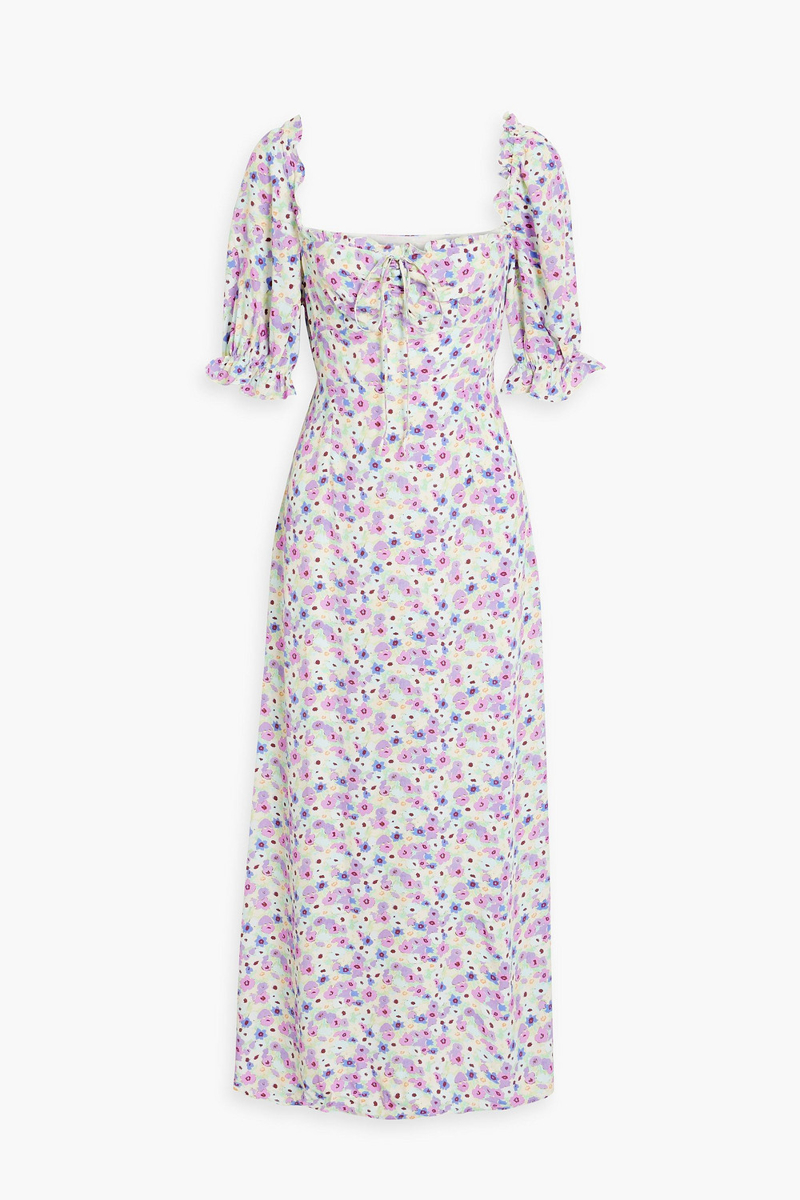 RIXO - Montenegro ruffle-trimmed floral-print crepe midi dress - Purple - UK 8