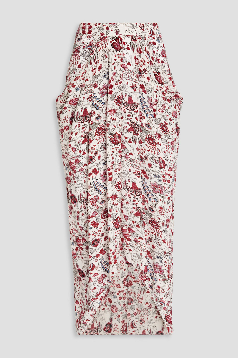 Isabel Marant - Ginkinali pleated floral-print silk crepe de chine midi skirt - White - FR 34