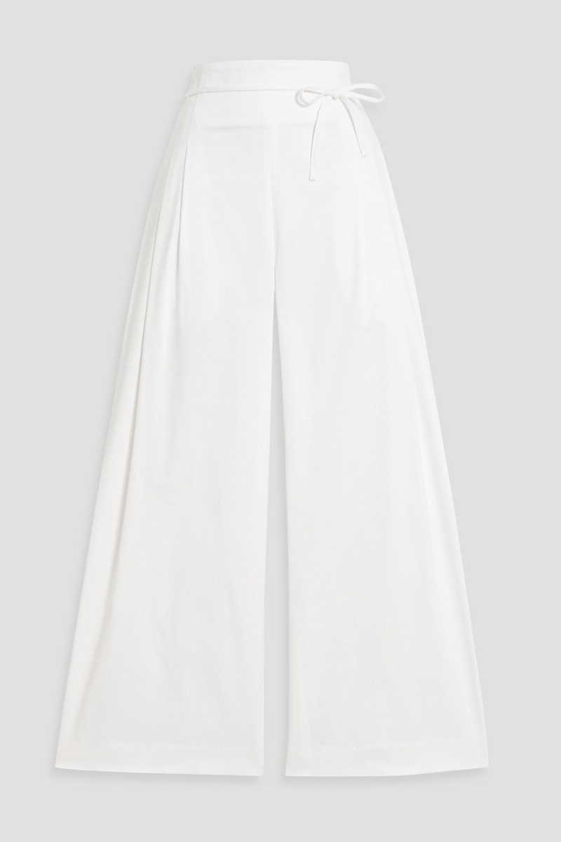 carolina herrera - cropped cotton-blend wide-leg pants - white - us 2
