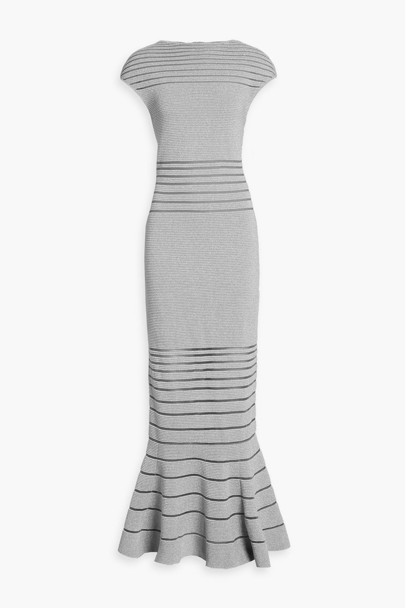 hervé léger - camila metallic ribbed-knit gown - metallic - xl