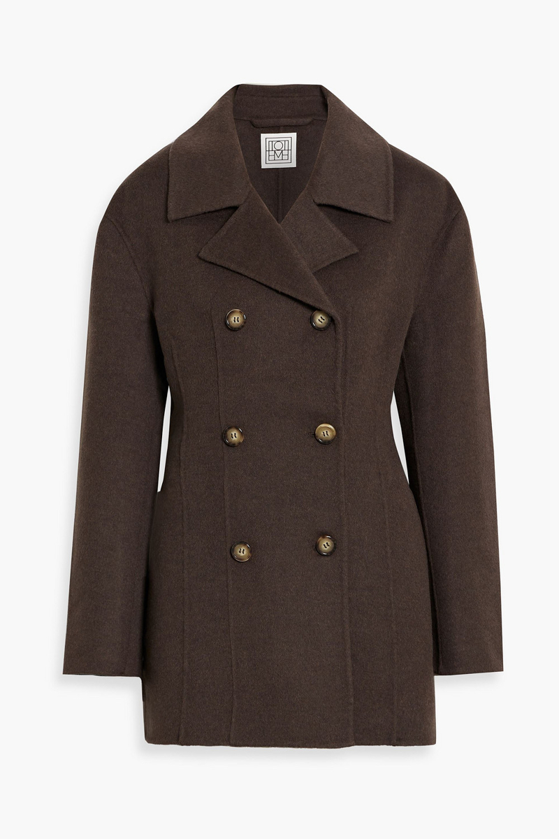 toteme - double-breasted wool-felt coat - brown - fr 34