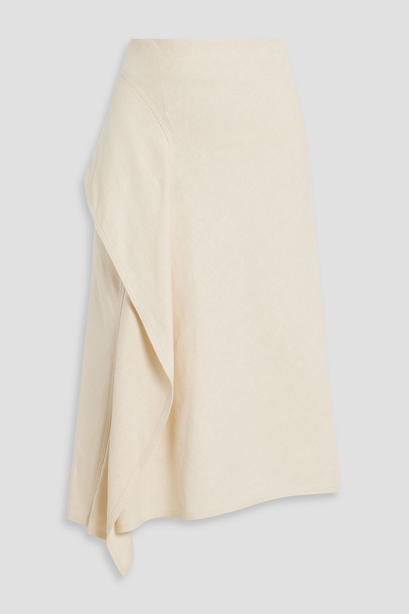 a.l.c. - lia draped linen and cotton-blend canvas midi skirt - white - us 4
