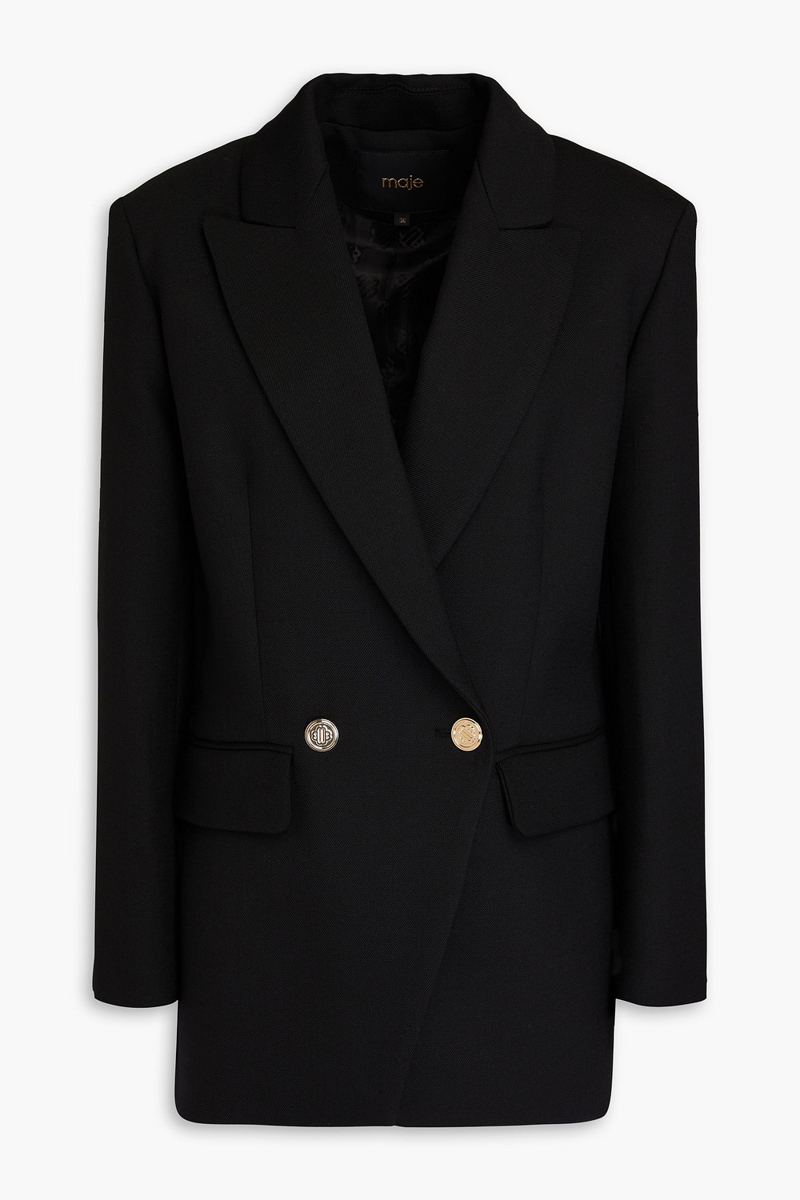 Maje - Double-breasted twill blazer - Black - FR 42