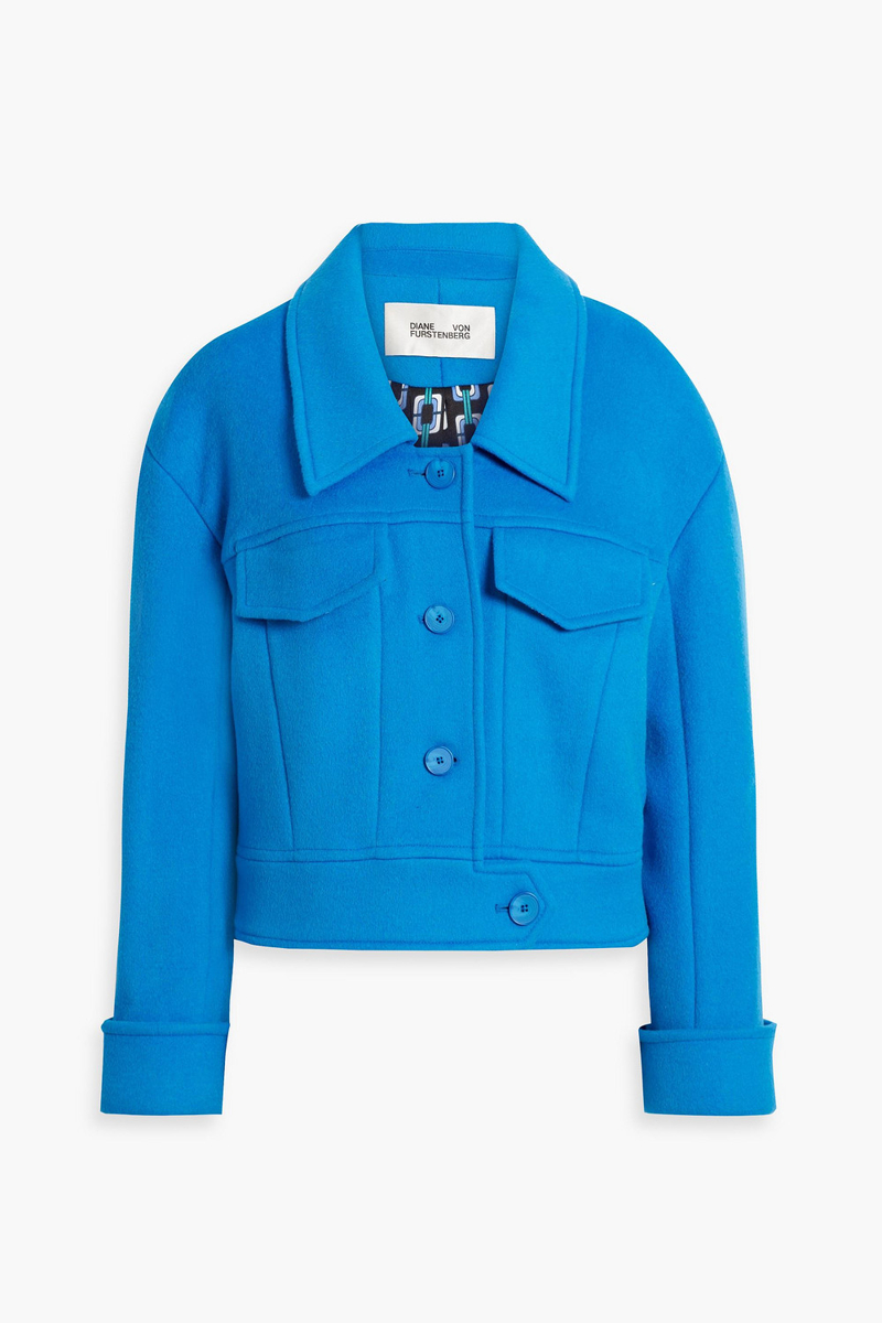 diane von furstenberg - dixon wool-felt jacket - blue - xs