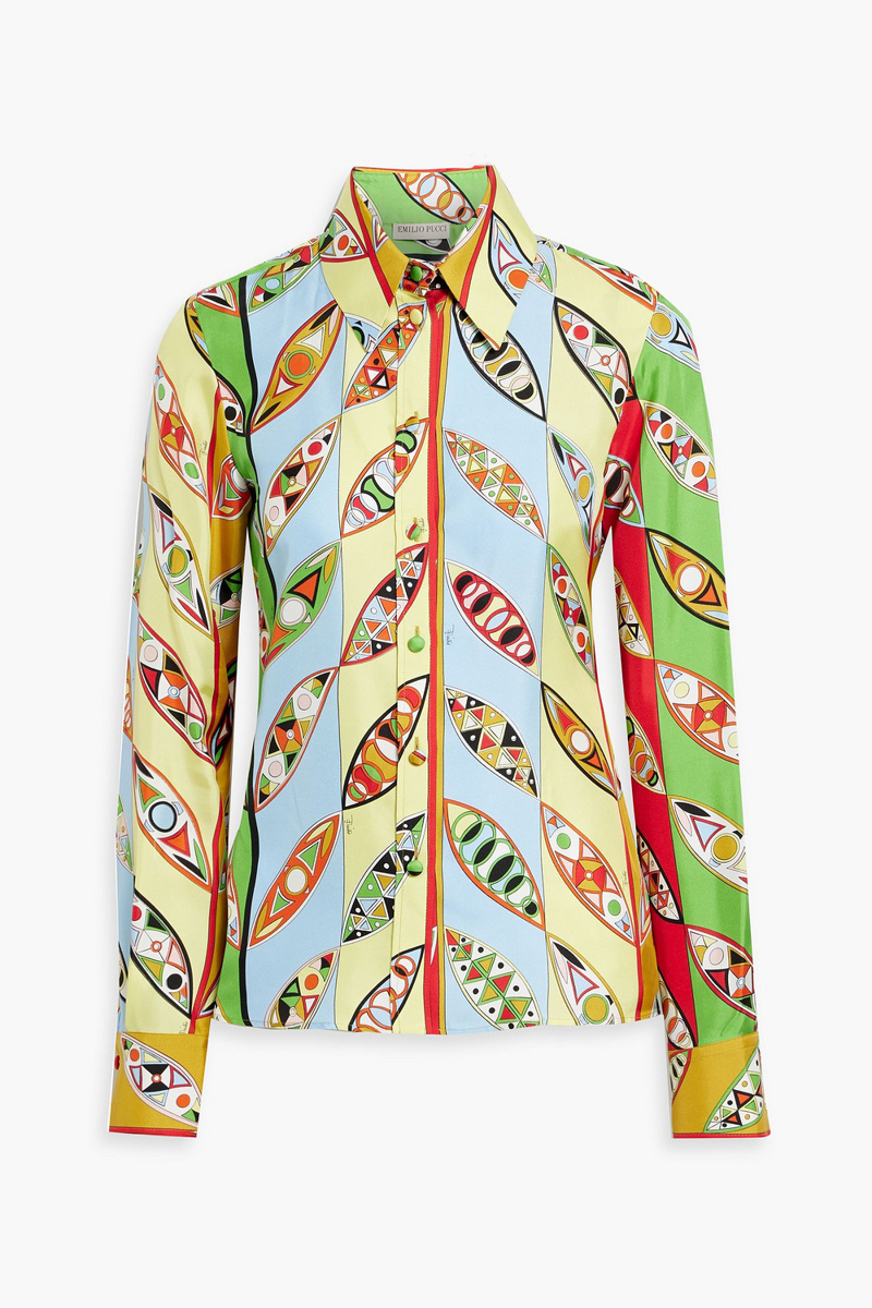 pucci - printed silk-twill shirt - yellow - it 38