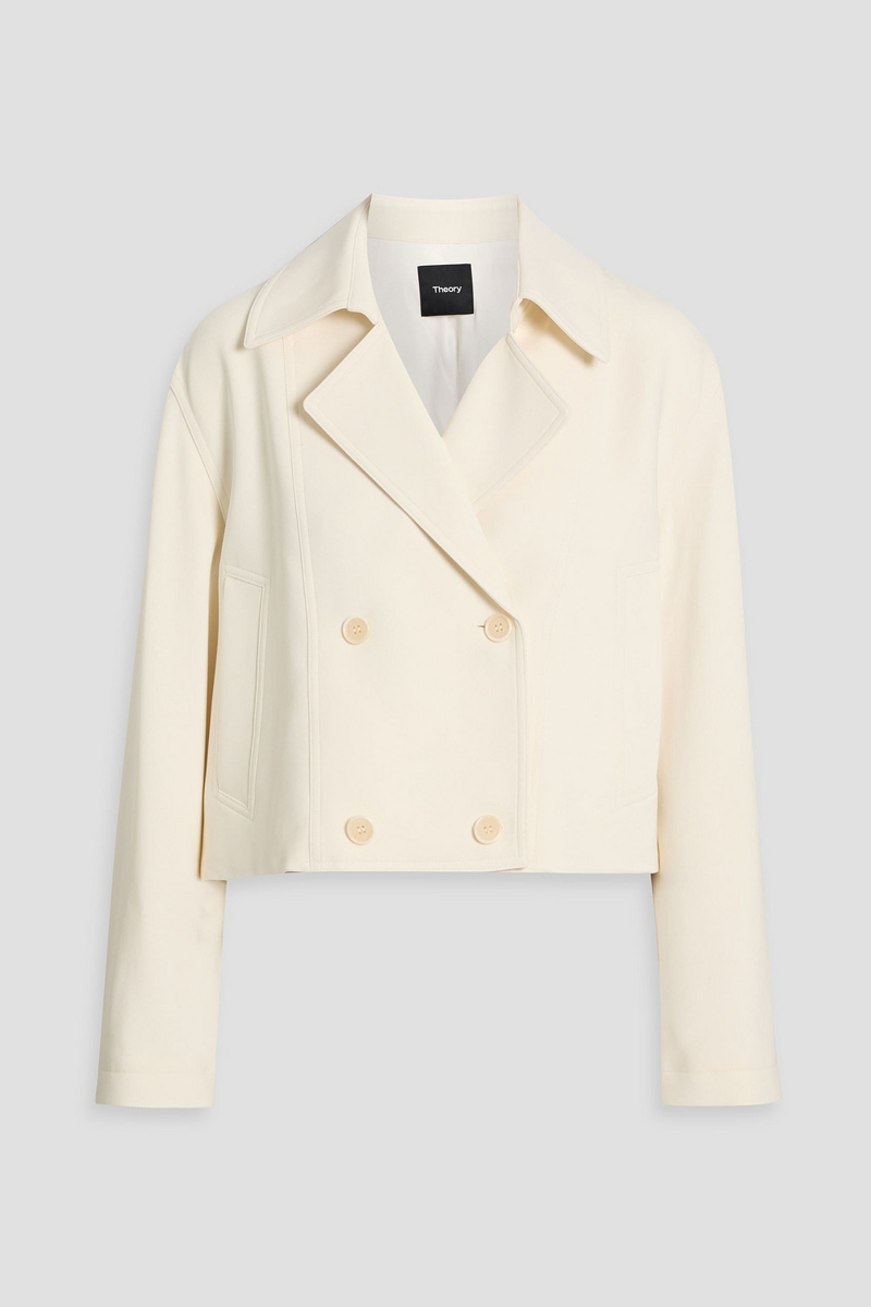 theory - cropped crepe trench coat - white - m