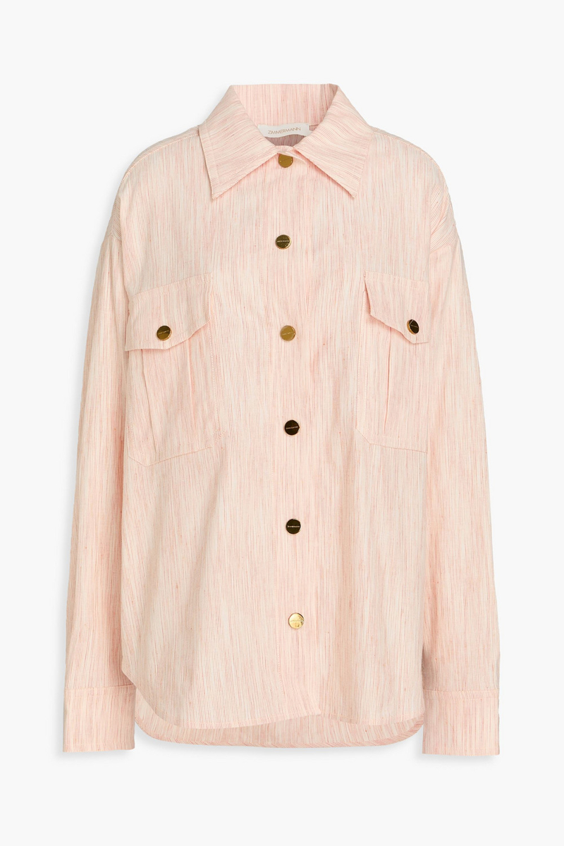 zimmermann - striped linen-blend shirt - orange - 00