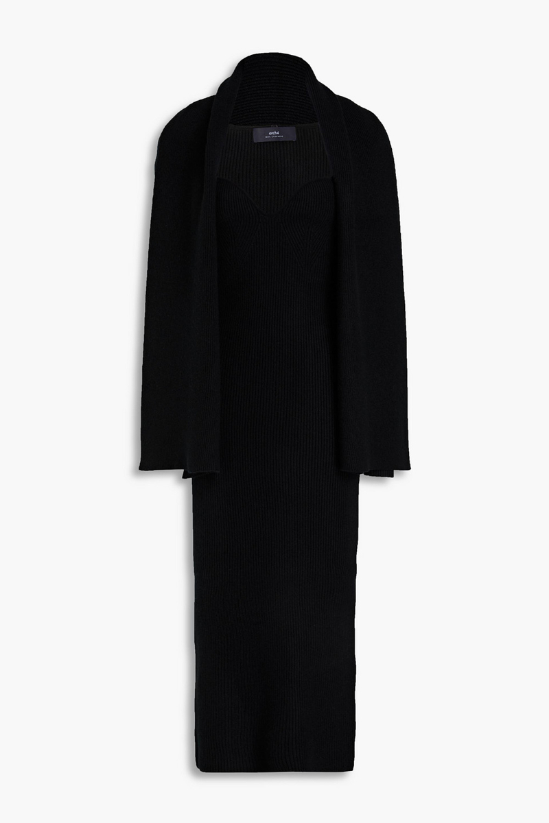 Arch4 - Coco ribbed cashmere midi dress - Black - L