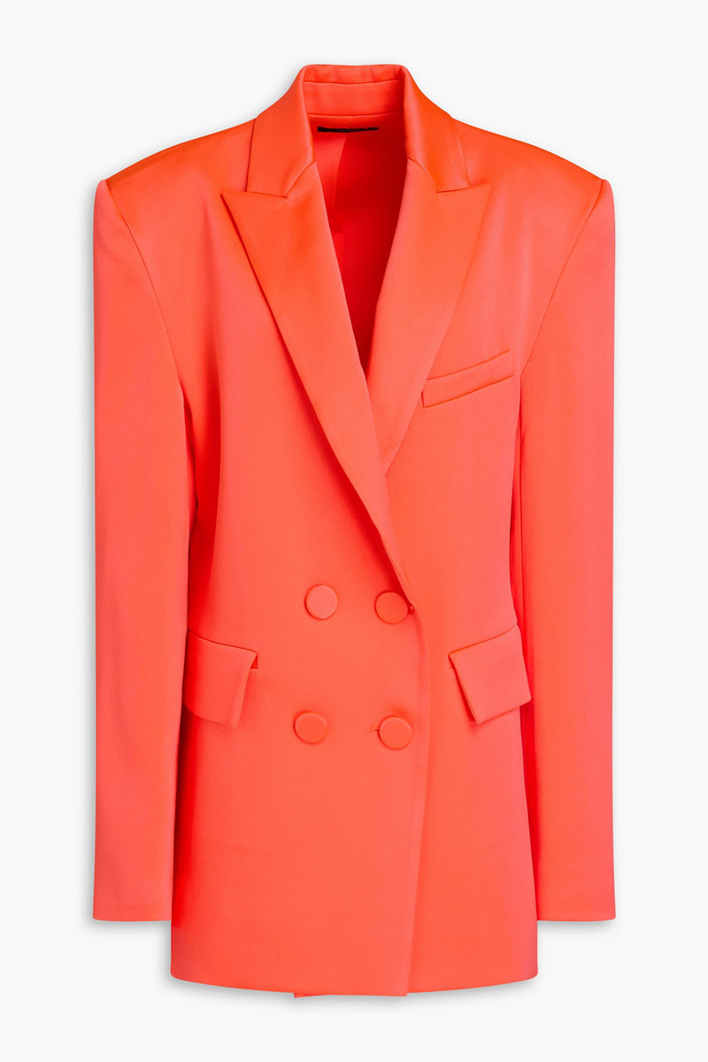 alex perry - double-breasted neon satin-crepe blazer - orange - uk 12