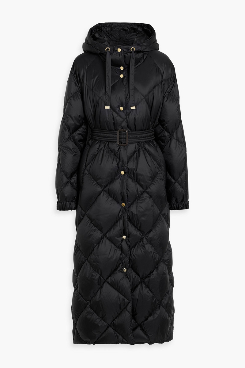 max mara - trepa quilted shell hooded coat - black - it 40