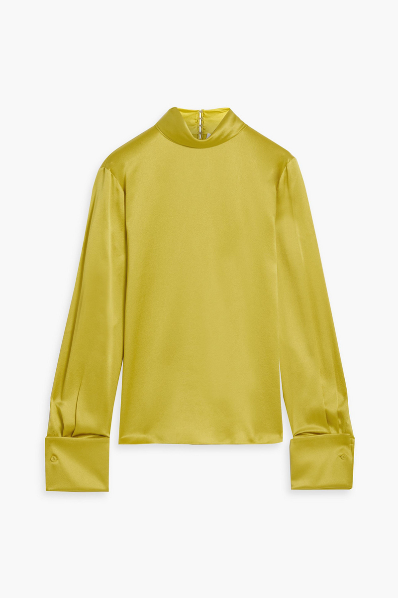 oscar de la renta - silk-satin crepe blouse - green - us 6