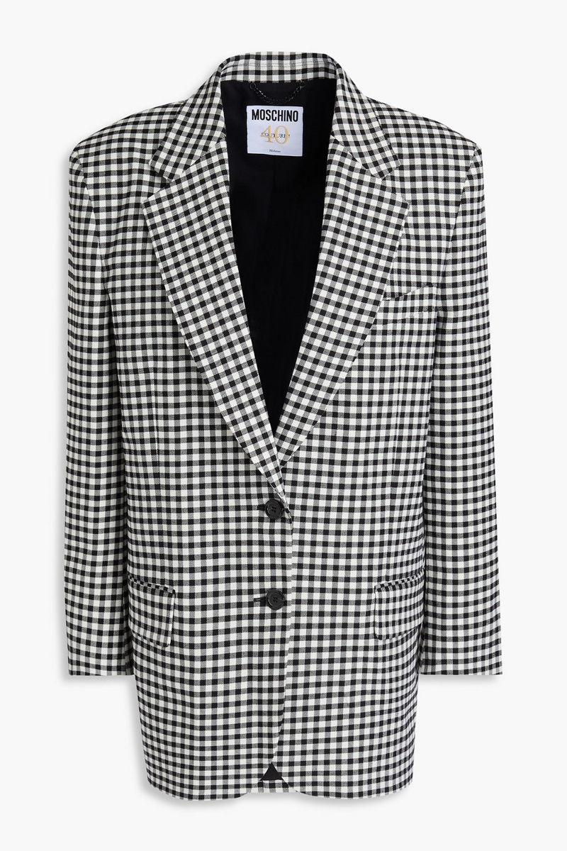 moschino - gingham cotton-blend blazer - black - it 38