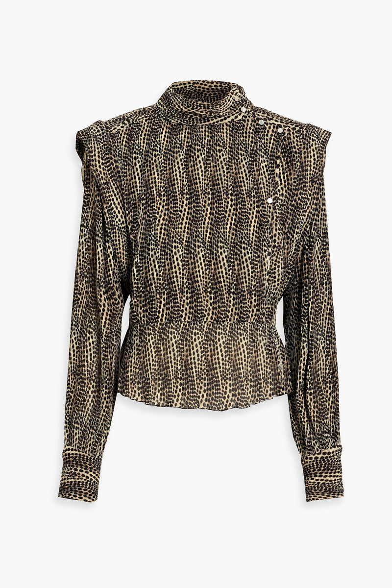 Isabel Marant - Anais pintucked leopard-print chiffon blouse - Animal print - FR 36