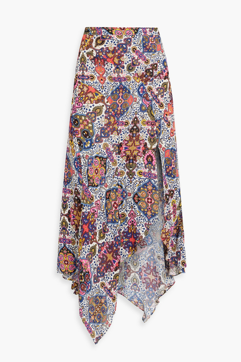 veronica beard - mac paisley-print crepe midi skirt - blue - us 00