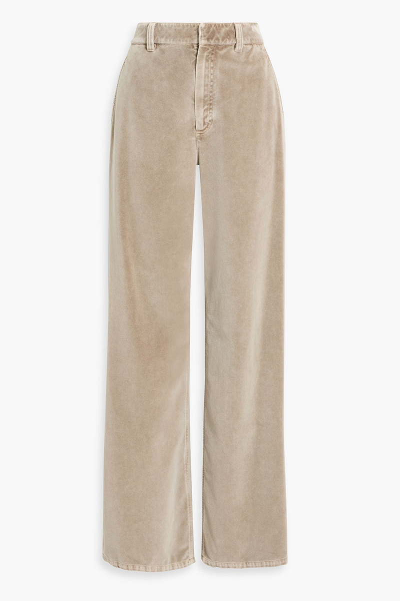 brunello cucinelli - cotton-velvet wide-leg pants - neutral - it 42