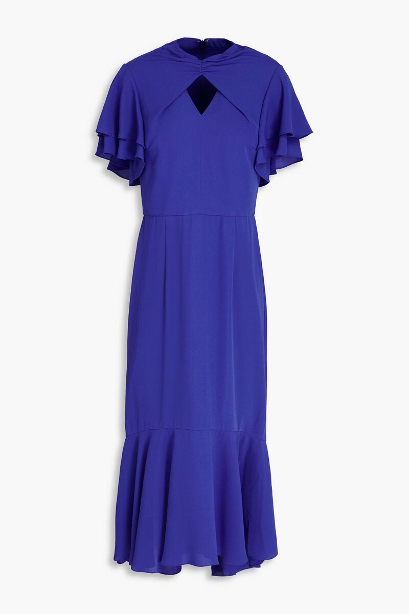 Mikael Aghal - Fluted cutout crepe midi dress - Blue - US 4