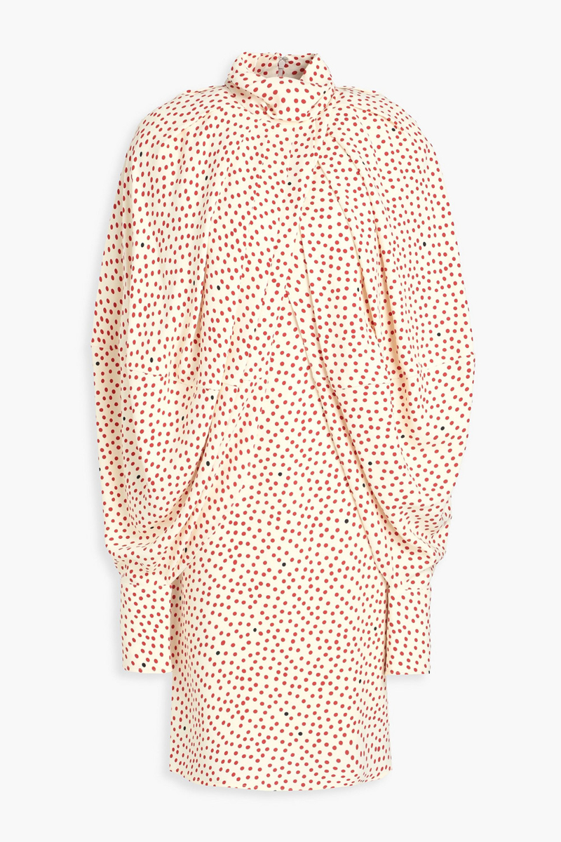Victoria Beckham - Cape-effect polka-dot stretch-cady dress - Neutral - UK 6